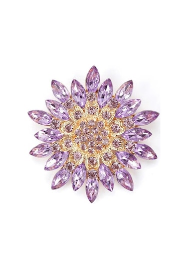 Mor Karışık Renkler Kahve Mor Kırmızı Siyah Veya Şeffaf Kristal Zarif Çiçek Broş Korsaj Mor