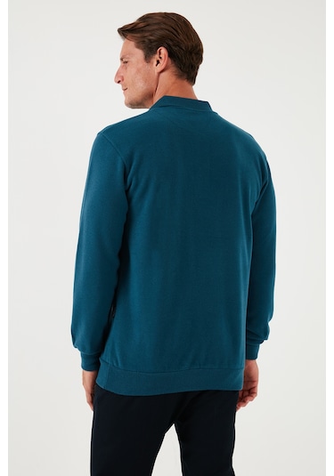 Buratti Pamuk Karışımlı Regular Fit Erkek Polo Yaka Kazak 456223 Petrol