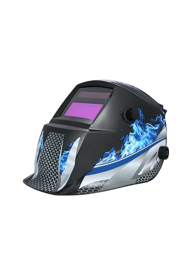 Mavi Otomatik Koyuşturan Güneş Enerjili Kaynak Kaskı - Göz Ve Yüz Koruyucu, Ayarlanabilir Kepçe, Uv/ır Engelleme Dın 16