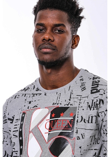 Wessi Gri Taşlı Baskılı Desenli Sweatshirt Gri