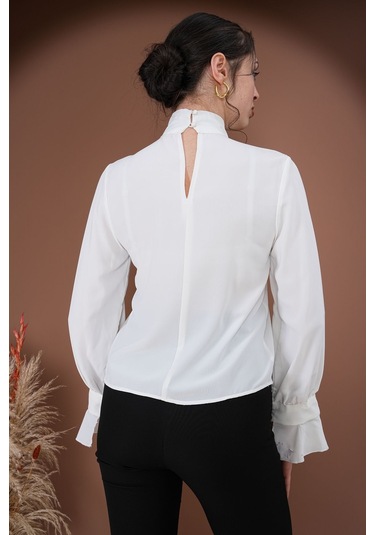 Fırfırlı Zarafet Bluz Beyaz