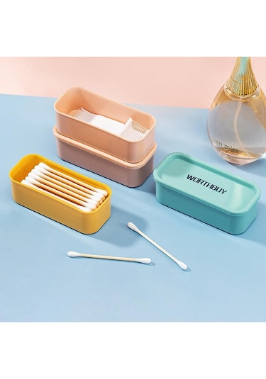 Taşınabilir Seyahat Kutusu Pamuklu Çubuk Tutucu Kutu Diş İpi Mücevher Düzenleyici Saklama Kabı Toz Geçirmez Mücevher Aksesuarı Kutusu Sarı