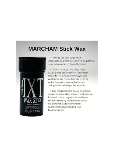 Marcham Erkekler İçin Saç Şekillendirici Stick Wax 75 G