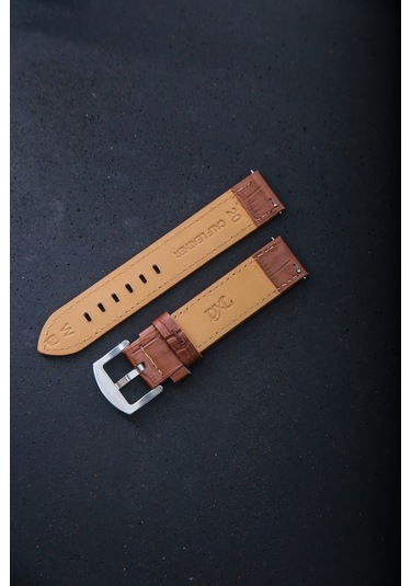 Hakiki Deri 20mm Akıllı Pimli Saat Kordonu Kahverengi - Siyah