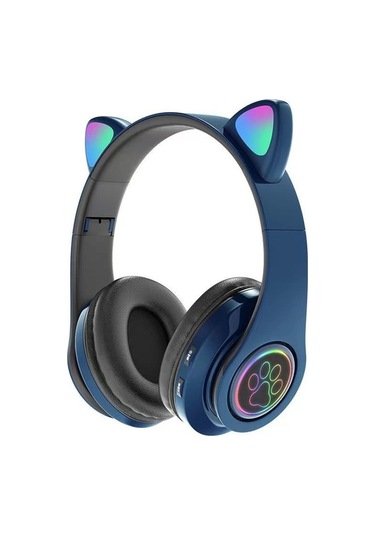 Fortunelane Siyah B39 Kedi Kulaklıklı Bluetooth Kulaklık, Led Işıklı, Kablosuz, Şık Tasarım, Yüksek Kalite Materyal
