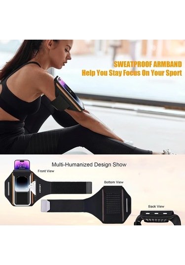 Willowhaven Siyah 3d Tasarımlı Koşu Telefon Kolluğu 6.9 İnçe Kadar Telefonlar İçin Kulaklık Cebi