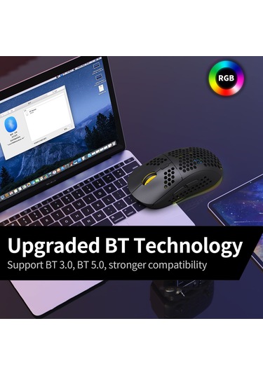 Vkemall "hxsj T90 3 Modlu Kablosuz Fare: Rgb Aydınlatma, 5 Dpı Seviyesi, 750mah Pil" 001