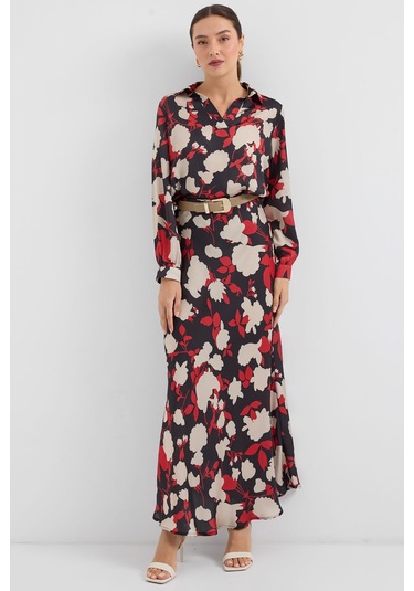 Bigdart 8018 Desenli Saten İkili Takım - Bej 001