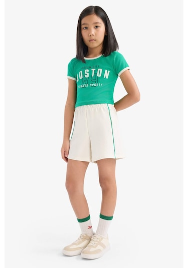 DeFacto Kız Çocuk 2'li Takım Fitilli Kaşkorse Baskılı Kısa Kollu Tişört Beli Lastikli Şort E4756A825HSGN227 Yeşil DeFacto Kız Çocuk 2'li Takım Fitilli Kaşkorse Baskılı Kısa Kollu Tişört Beli Lastikli Şort E4756A825HSGN227 Yeşil