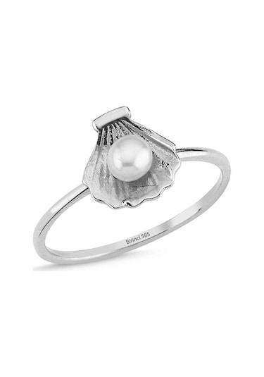 İstiridye Doğal İnci Yüzük Beyaz