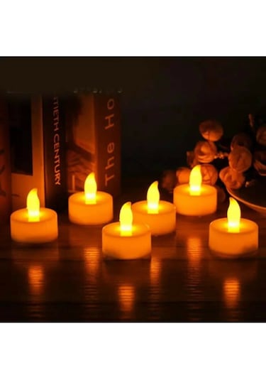 8 Adet Sarı Işıklı Led Mum El Mumu Tealight Piller Dahil Kullanıma Hazır Sarı