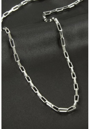 Unisex Dikdörtgen Model Çelik Zincir 9130 Gümüş