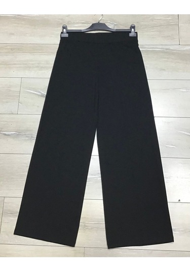 Scuba Beli Lastikli Bedenli Büyük Beden Bol Paça Panolont-inci Siyah