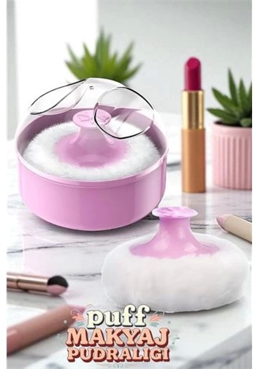 Makyaj Pudralığı - Puff Pudralık - Makyaj Pudrası Pufu Çok Renkli