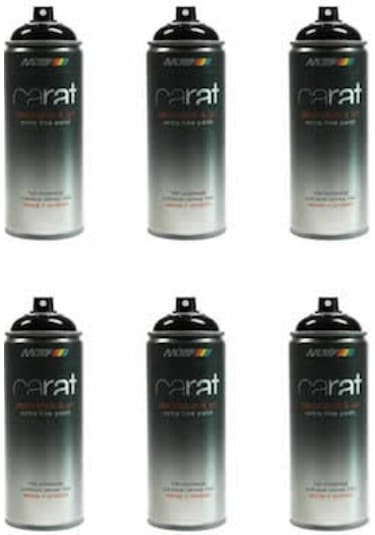 6'Lı Motip Carat Ral9005 Siyah Mat Sprey Boya 400 ML