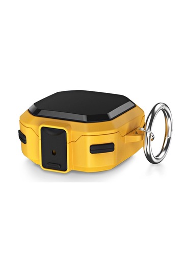 Caseonn Samsung Galaxy Buds 2 - Buds 2 Pro Kılıf Güvenlik Kilitli Military Tank Sarı