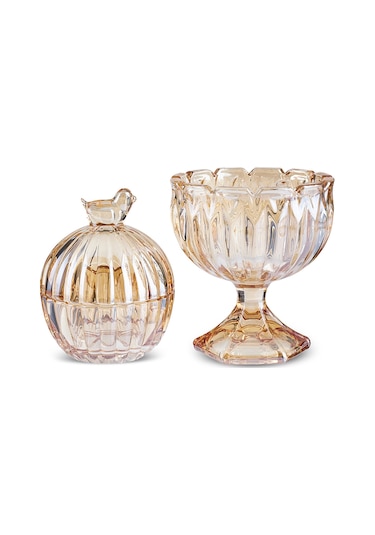 Karaca Terry İkili Lokumluk Seti Amber Sarı