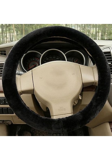 Jms Evrensel Kamyon Araba Yumuşak Peluş Direksiyon Kapağı Koruma Koruyucu Direksiyon Kılıfı Sarı