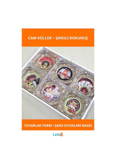 Yuvarlak Dayanıklı Cam Küllük Şans Oyunları Temalı