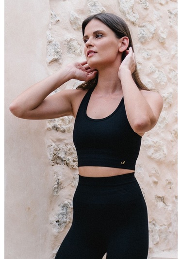 Jerf Gela Çift Katlı Kompress Sport Bra Siyah