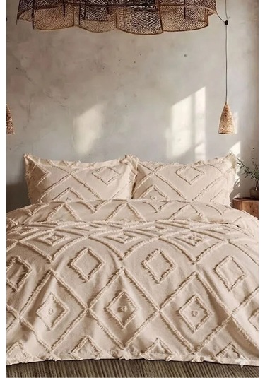Iskandinav Cappicino Çift Kişilik Yatak Örtüsü 240 x 250 CM 2 Adet Yastık Kahverengi