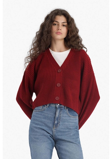 Defacto Regular Fit V Yaka Hırka U2052az25wnbr456 Bordo Defacto Regular Fit V Yaka Hırka U2052az25wnbr456 Bordo