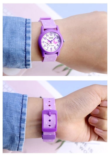 Q&q Qcg9914 Lila Mor Kraliçe Kedi Su Geçirmez Kız Çocuk Kol Saati