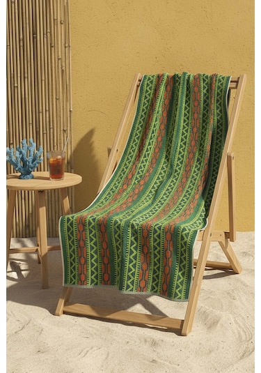 Açık Yeşil Sahara %100 Pamuklu Plaj Havlusu 70x140 Cm Çok Renkli