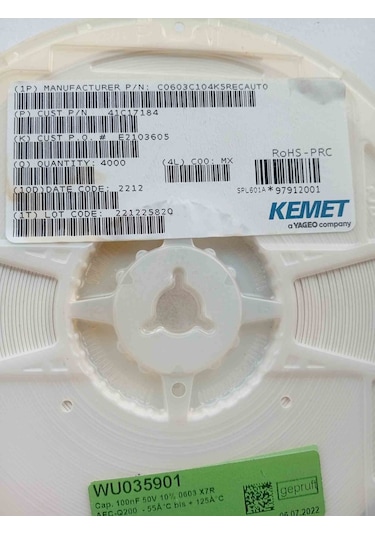 C0603c104k5recauto Yageo 100nf 50v 603 1000 Adet