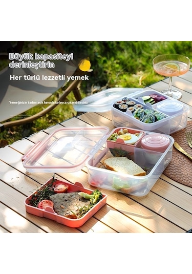 Mengtuo Mikrodalga Fırın Özel Izgara Taşınabilir Çift Katmanlı Öğle Yemeği Kutusu Yeşil 1250ml