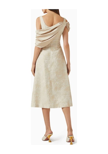 Eegen Studio Off - Shoulder Midi Elbise Zarif Ve Şık Görünüm, A - Line Silahet Sarı