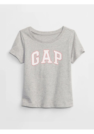 Kız Bebek Gap Logo T-shirt Gri-5945 Gri