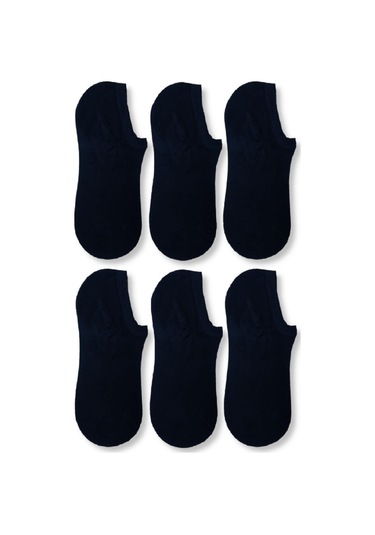 Nacar Store Erkek 6 Lı Paket Siyah Bambu Görünmez Spor Ayakkabı Çorabı Lacivert