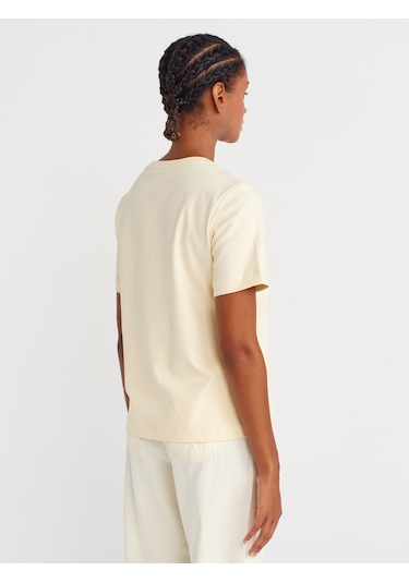 Dilvin 31763 Bisiklet Yaka T-shirt-açık Sarı Açık Sarı