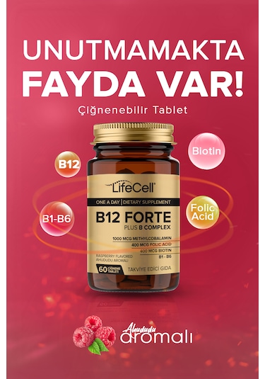 Lifecell Vitamin B12 1000 Mcg Metilkobalamin B Kompleks 60 Çiğneme Tablet