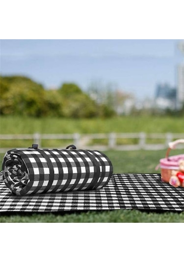 Xiaaokeji Piknik Bezi Katlanır Mat Battaniye Açık Hava Katlanır Su Geçirmez Battaniye Siyah-beyaz Siyah - Beyaz