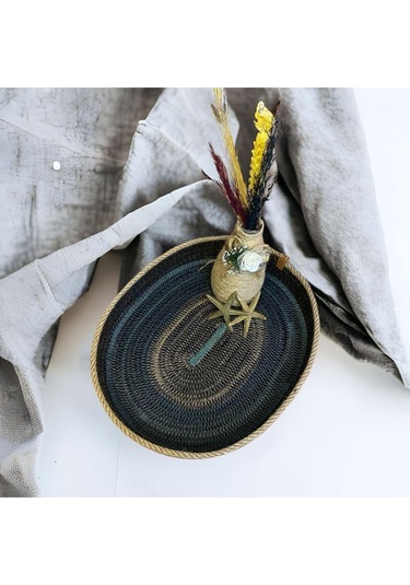 Hasır Sepet, Oval Jüt Sepet, %100 Doğal Hasır Sepet, Çok Amaçlı Dekoratif Hasır Sepet, Organizer 001