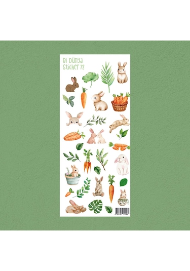 M72 Küçük Tavşan Sticker Seti Çok Renkli