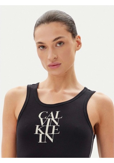 Calvin Klein Jeans Sl Cotton 1x1 Rıb Tank Dress Kadın Siyah Elbise Lv044c203g-ub1 Siyah
