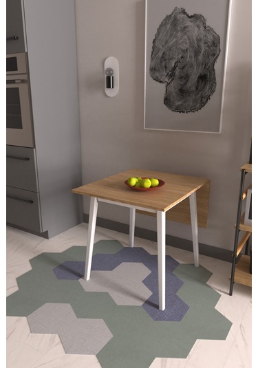 Vilinze Avanos Katlanır Ahşap Mutfak Masası - 70x80 Cm Beyaz