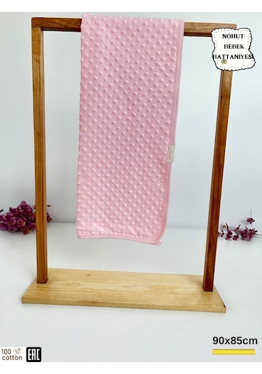 Nohut Kız / Erkek Bebek Battaniyesi & Kundağı Çift Katlı %100 Pamuklu Çok Amaçlı Örtü 90x85cm Btn11003 Pembe