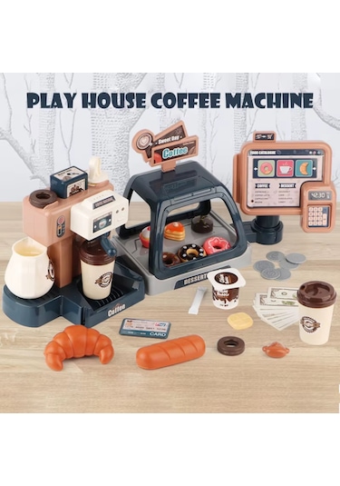 Reedark Çocuklar İçin 3'ü 1 Arada Kahve Dükkanı Oyuncak Seti - Ses Ve Işık Efektli Para Kasası İle 41 Aksesuar, Gelişimsel Rol Oyunları Mavi Diğer