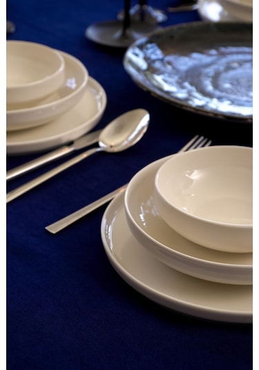 Heda Porselen Rüya Kırık Beyaz 18 Parça 6 Kişilik Porselen Yemek Takımı