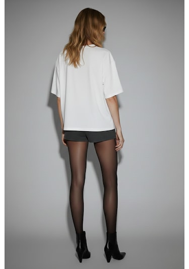 Soft&Basic Kadın %100 Organik Pamuk Oversize Fit Basic Yuvarlak Yaka T-shirt Beyaz
