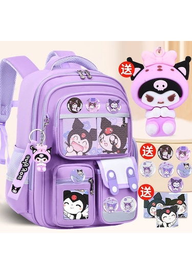 Yeni Model, İlkokul Öğrencileri İçin Sırt Desteği Ve Yük Azaltma Sağlayan, Su Geçirmez, Büyük Kapasiteli Oxford Kumaşlı Çocuk Omuz Çantası Çekçekli Büyük Mor Kuromi 3-6. Sınıf