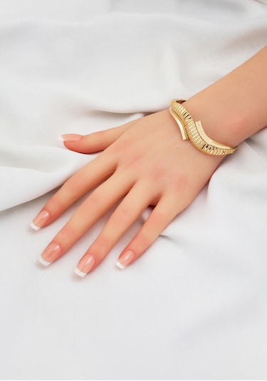 Bilezikci Kıvrımlı Altın Kelepçe Bilezik 14 Ayar