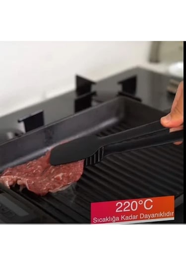 Yanmaz Yapışmaz Servis Ve Izgara Barbekü Maşası Plastik Siyah