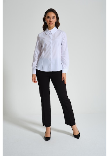 Mizalle Basic Poplin Beyaz Gömlek Beyaz