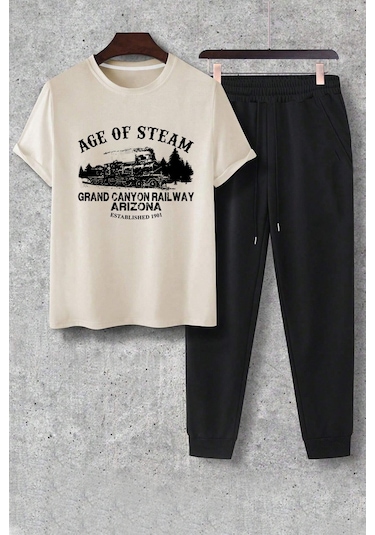 Antrasit Eşofman Takımı Bej1