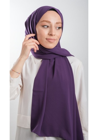 Mor Düz Klasik Şal Medine Ipeği Sade 202103_22 Mor